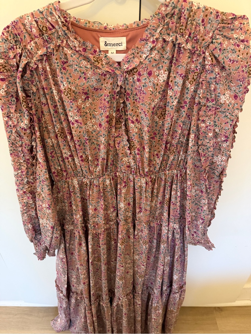 &merci Floral Maxi Dress with Ruffle Details